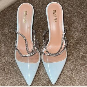 Pointed toe rhinestone heels